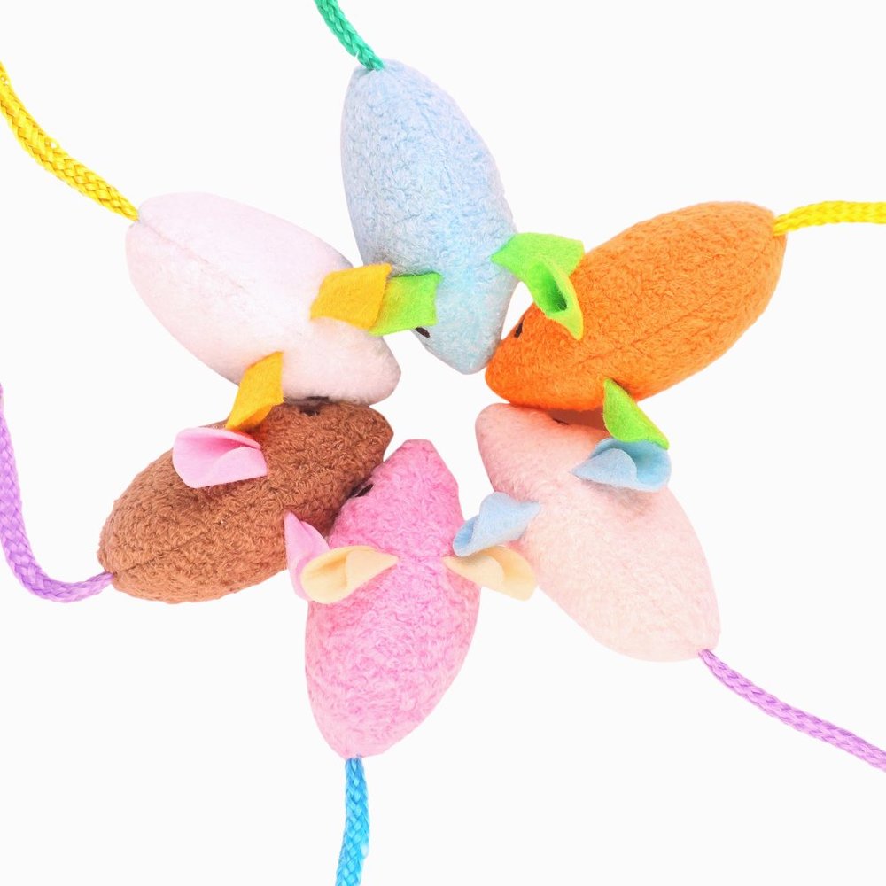 6Pcs Cats Mouse Plush Cat Toys Realistic Cute